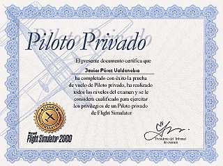 Certificado de Piloto Privado de Flight Simulator